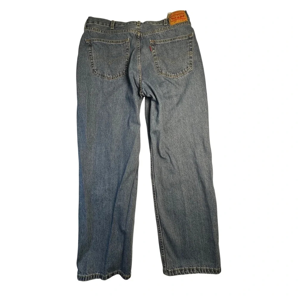 Levi's 550 Relaxed Fit Jeans Men's 38x30 Light Wash Blue Denim Blank Red‎ Tab